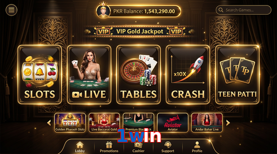 Main screen of 1Win casino page for PK players